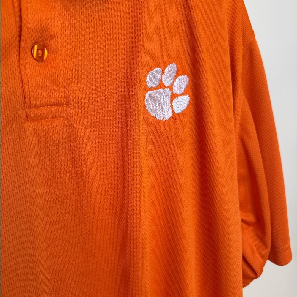 J2 Clemson Tigers Polo Shirt Mens XXL Orange White College Football Short Sleeve - Picture 3 of 4